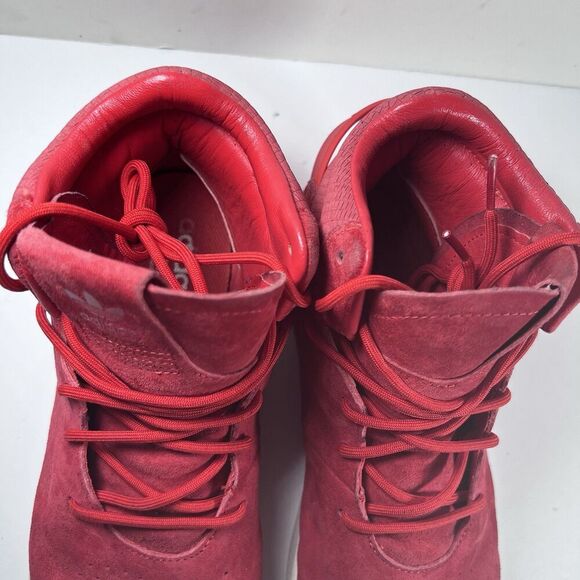 Adidas Tubular Invader Mid Red Suede Lace Up Athletic Shoes Men's Size 10 - Picture 8 of 11